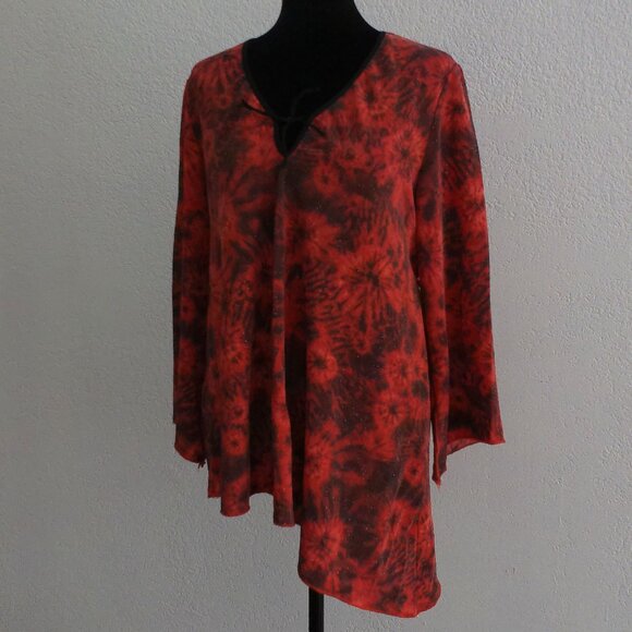 Orange & Black Floral V-neck Long Sleeve Blouse - Picture 3 of 10